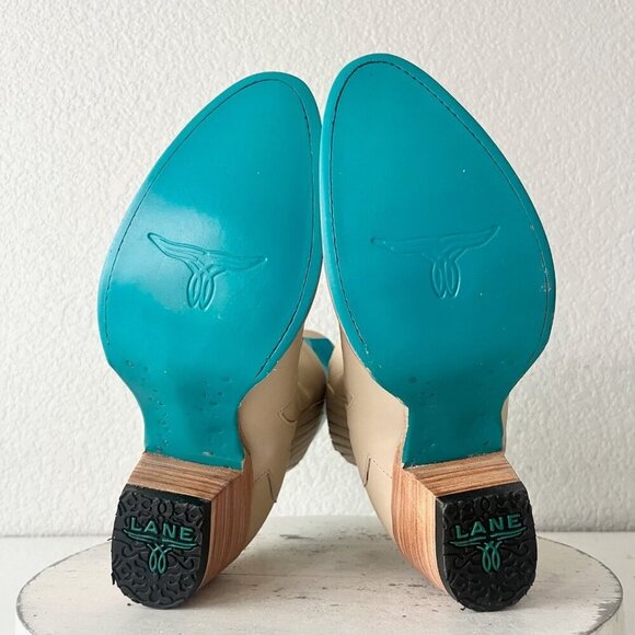 Lane CHELSEA Womens Cowboy Bootie 8 Western Pale Ivory Short Cowgirl Ankle Boots - Picture 9 of 12